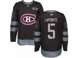 Montreal Canadiens #5 Guy Lapointe Authentic Black 1917-2017 100th Anniversary NHL Jersey