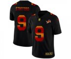 Detroit Lions #9 Matthew Stafford Men's Black Red Orange Stripe Vapor Limited NFL Jersey