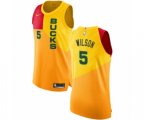 Milwaukee Bucks #5 D. J. Wilson Authentic Yellow NBA Jersey - City Edition