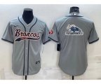 Denver Broncos Gray Team Big Logo With Patch Cool Base Stitched Baseball Jersey