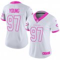 Women Chicago Bears #97 Willie Young Limited White Pink Rush Fashion NFL Jersey