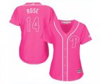 Women's Philadelphia Phillies #14 Pete Rose Authentic Pink Fashion Cool Base Baseball Jersey