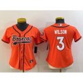 Women Denver Broncos #3 Russell Wilson Orange With Patch Cool Base Stitched Baseball Jersey