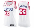 Women's Los Angeles Clippers #33 Wesley Johnson Swingman White Pink Fashion Basketball Jersey