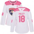 Women's Florida Panthers #18 Micheal Haley Authentic White Pink Fashion NHL Jersey