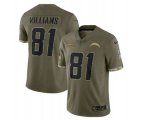 Los Angeles Chargers #81 Mike Williams 2022 Olive Salute To Service Limited Stitched Jersey