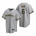 Nike Milwaukee Brewers #6 Lorenzo Cain Gray Road Stitched Baseball Jersey