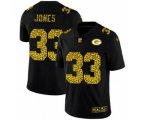 Green Bay Packers #33 Aaron Jones Black Leopard Print Fashion Vapor Limited Football Jersey