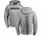 Los Angeles Chargers #42 Uchenna Nwosu Ash Backer Pullover Hoodie