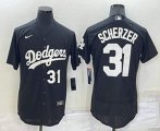 Los Angeles Dodgers #31 Max Scherzer Number Black Turn Back The Clock Stitched Cool Base Jersey