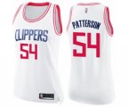 Women's Los Angeles Clippers #54 Patrick Patterson Swingman White Pink Fashion Basketball Jersey