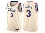 Philadelphia 76ers #3 Allen Iverson Authentic Cream NBA Jersey - City Edition