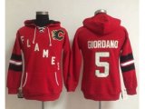 Women Calgary Flames #5 Mark Giordano Red Old Time Heidi NHL Hoodie