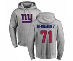 New York Giants #71 Will Hernandez Ash Name & Number Logo Pullover Hoodie