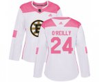 Women Boston Bruins #24 Terry O'Reilly Authentic White Pink Fashion Hockey Jersey