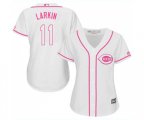Women's Cincinnati Reds #11 Barry Larkin Replica White Fashion Cool Base Baseball Jersey