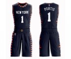 New York Knicks #1 Bobby Portis Swingman Navy Blue Basketball Suit Jersey - City Edition