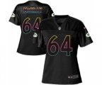 Women Green Bay Packers #64 Justin McCray Game Black Fashion Football Jersey