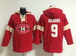 Montreal Canadiens #9 Maurice Richard Red-Cream Pullover Hooded