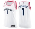 Women's Memphis Grizzlies #1 Kyle Anderson Swingman White Pink Fashion Basketball Jersey