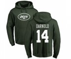 New York Jets #14 Sam Darnold Green Name & Number Logo Pullover Hoodie
