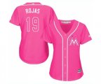 Women's Miami Marlins #19 Miguel Rojas Authentic Pink Fashion Cool Base Baseball Jersey