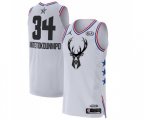 Milwaukee Bucks #34 Giannis Antetokounmpo Authentic White 2019 All-Star Game Basketball Jersey