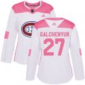 Women Montreal Canadiens #27 Alex Galchenyuk Authentic White Pink Fashion NHL Jersey