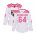 Women's Florida Panthers #64 Vladislav Kolyachonok Authentic White Pink Fashion Hockey Jersey