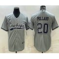 Dallas Cowboys #20 Tony Pollard Grey Pinstripe With Patch Cool Base Stitched Baseball Jersey