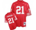 San Francisco 49ers #21 Deion Sanders Authentic Red Team Color Throwback Football Jersey