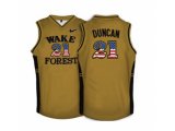 2016 US Flag Fashion Wake Forest Demon Deacons Tim Duncan #21 College Basketball Throwback Jersey - Gold