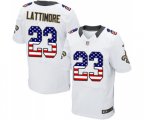 New Orleans Saints #23 Marshon Lattimore Elite White Road USA Flag Fashion Football Jersey