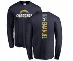 Los Angeles Chargers #51 Kyle Emanuel Navy Blue Backer Long Sleeve T-Shirt