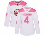 Women New York Islanders #4 Dennis Seidenberg Authentic White Pink Fashion NHL Jersey