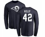 Los Angeles Rams #42 John Kelly Navy Blue Name & Number Logo Long Sleeve T-Shirt