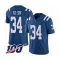Indianapolis Colts #34 Rock Ya-Sin Limited Royal Blue Rush Vapor Untouchable 100th Season Football Jersey