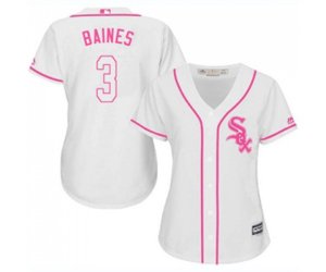 Women\'s Chicago White Sox #3 Harold Baines Replica White Fashion Cool Base Baseball Jersey