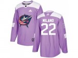 Columbus Blue Jackets #22 Sonny Milano Purple Authentic Fights Cancer Stitched NHL Jersey