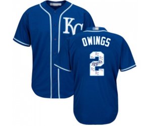 Kansas City Royals #2 Chris Owings Blue Authentic Blue Team Logo Fashion Cool Base Baseball Jersey