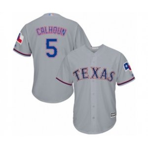 Texas Rangers #5 Willie Calhoun Authentic Grey Road Cool Base Baseball Player Jersey
