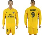 2017-18 Paris Saint-Germain 9 CAVANI Away Long Sleeve Soccer Jersey