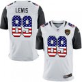 Jacksonville Jaguars #89 Marcedes Lewis Elite White Road USA Flag Fashion NFL Jersey
