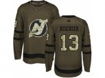 New Jersey Devils #13 Nico Hischier Green Salute to Service Stitched NHL Jersey