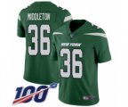 New York Jets #36 Doug Middleton Green Team Color Vapor Untouchable Limited Player 100th Season Football Jersey