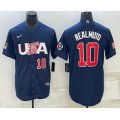 USA Baseball #10 JT Realmuto Number 2023 Navy World Baseball Classic Stitched Jersey