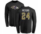 Baltimore Ravens #24 Marcus Peters Black Name & Number Logo Long Sleeve T-Shirt
