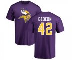 Minnesota Vikings #42 Ben Gedeon Purple Name & Number Logo T-Shirt