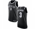 Brooklyn Nets #3 Drazen Petrovic Authentic Black Road Basketball Jersey - Icon Edition