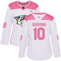 Women Nashville Predators #10 Colton Sissons Authentic White Pink Fashion NHL Jersey